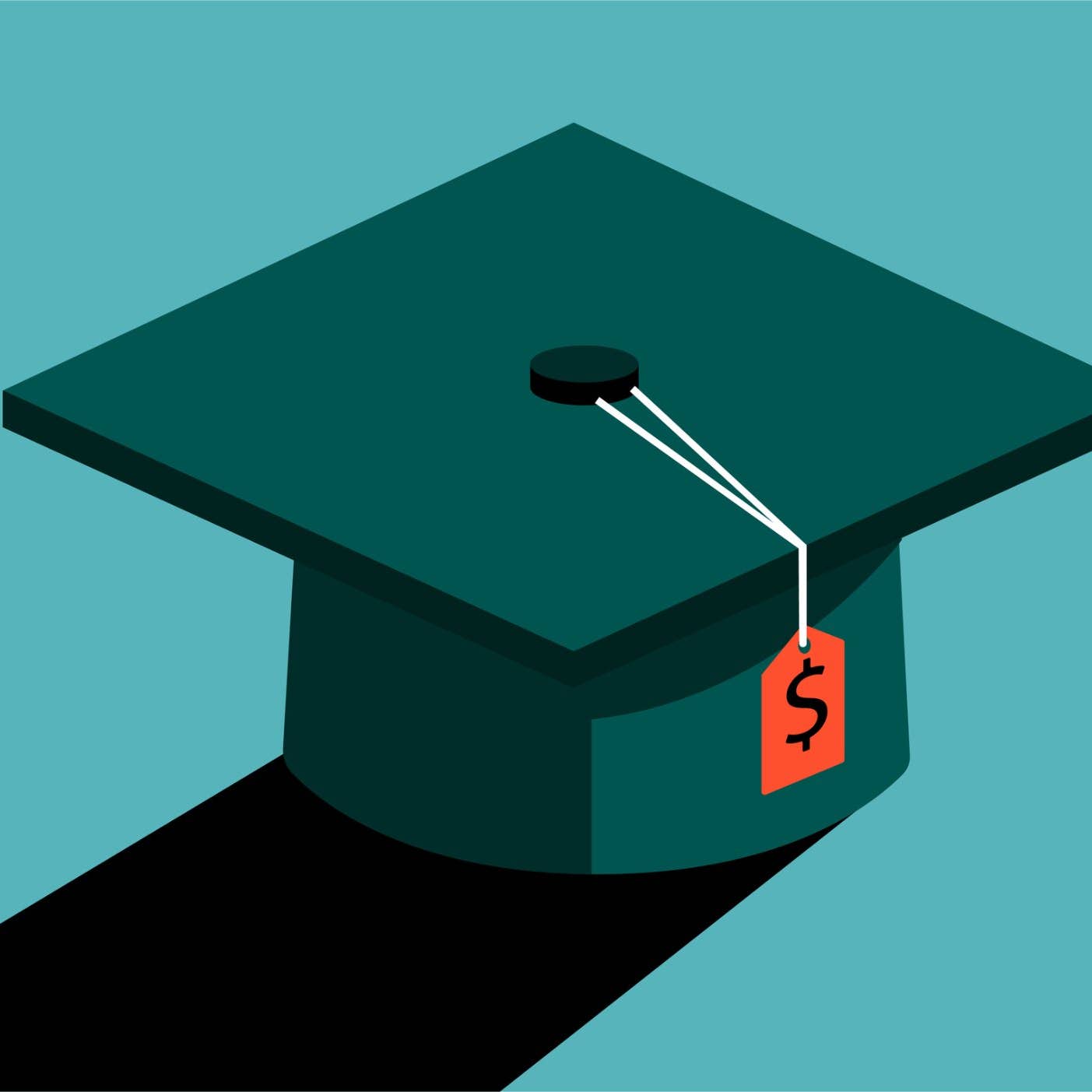 Graduation cap education finance high cost illustration