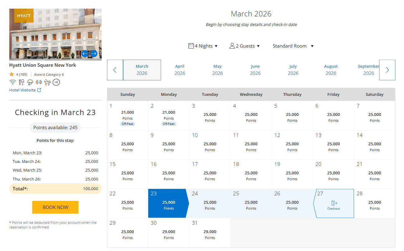 Screenshot of Hyatt hotel example