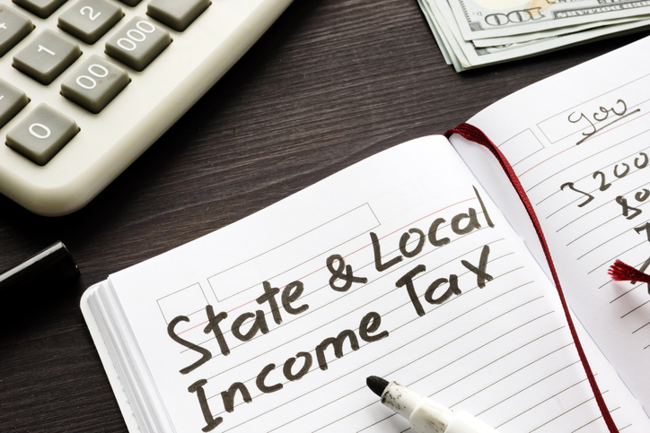 State taxes vary by state and can include income tax, sales tax, property tax or none at all.